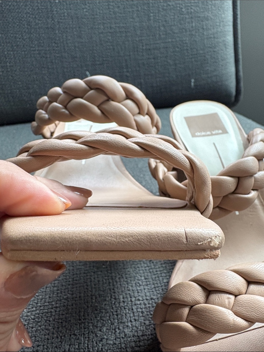 Dolce Vita Braided Double-Strap Nude Heeled Slides - Picture 7 of 7